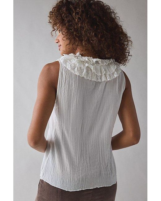 Kimchi Blue White Clara Cascading Ruffle Tie-Front Tank Top