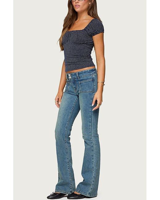 Edikted Blue Stefania Polka Dot Top