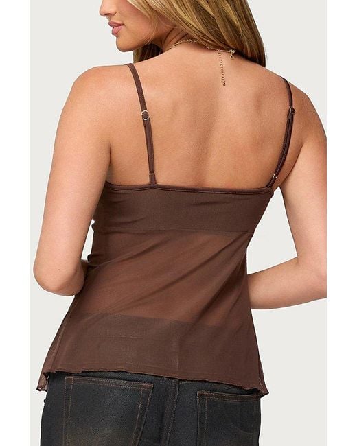 Edikted Black Reeve Split Front Sheer Mesh Top