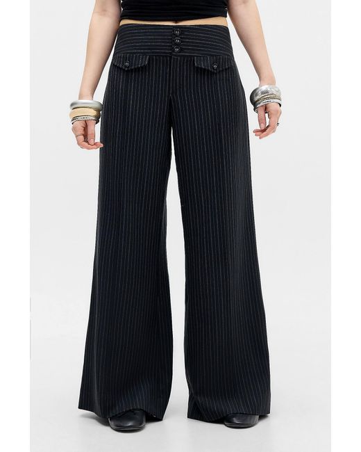 Urban Outfitters Blue Uo Hannah Low Rise Pinstripe Trousers At
