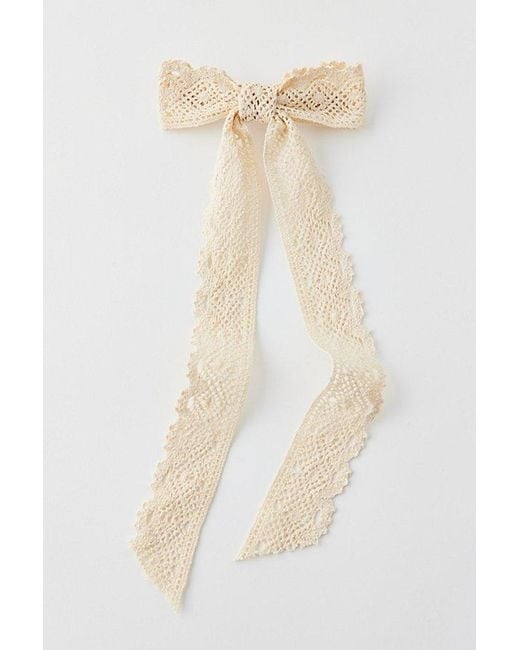 Urban Outfitters Natural Long Crochet Hair Bow Barrette