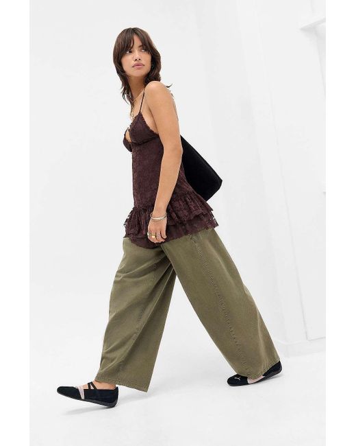 Out From Under Brown Ruffle Y2k Sheer Lace Slip Dress