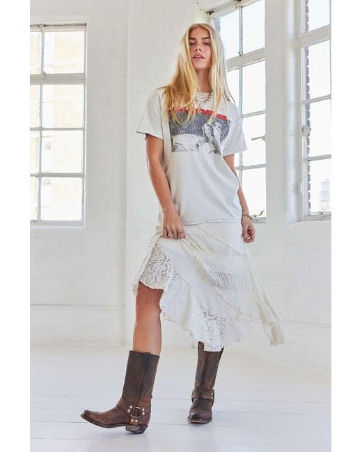 Urban Outfitters White Uo Asymmetrical Textured Prairie Midi Skirt