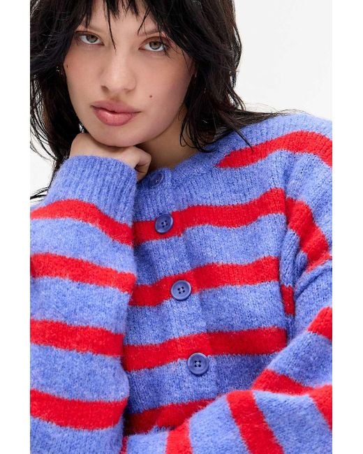 Urban Outfitters Red Uo Marli Crew Neck Cardigan