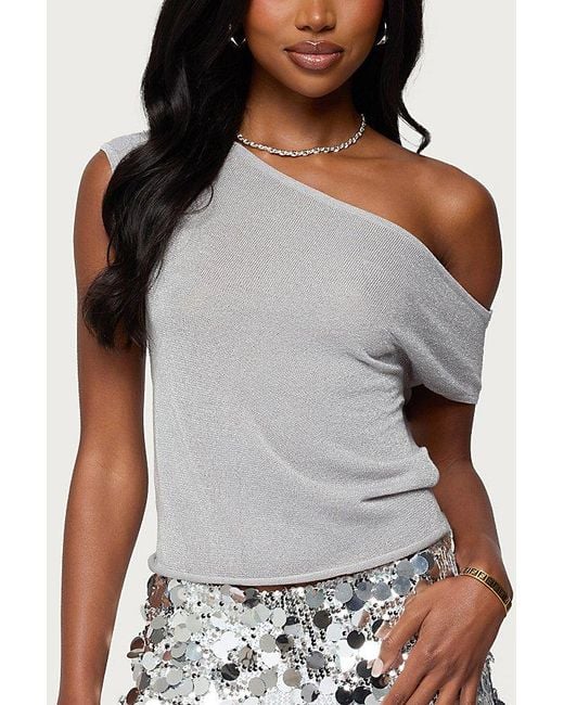 Edikted Black Holly Glitter Off Shoulder Top