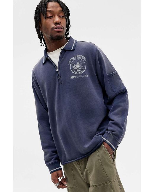 BDG Blue Navy Sunbleach Polo Sweatshirt for men