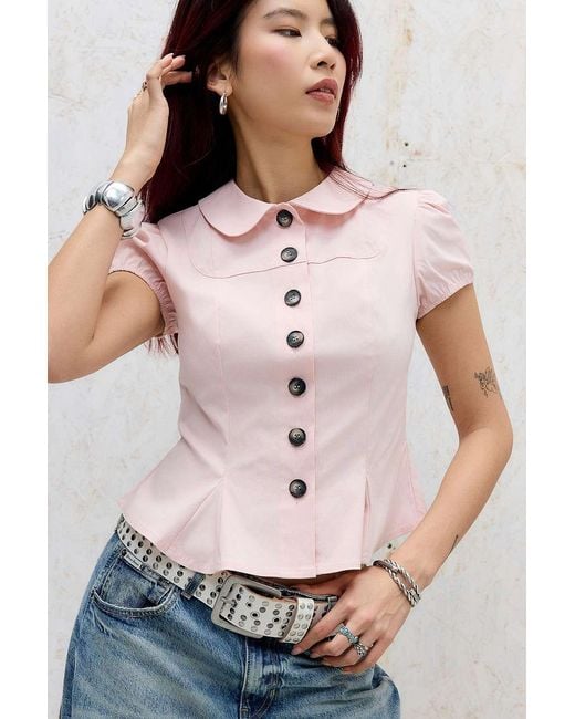 Silence + Noise Pink Silence + Noise Lyn Pea Jacket Blouse