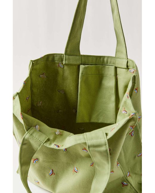 Urban Outfitters Uo Smile Patch Distressed Canvas Tote Bag in Green for Men