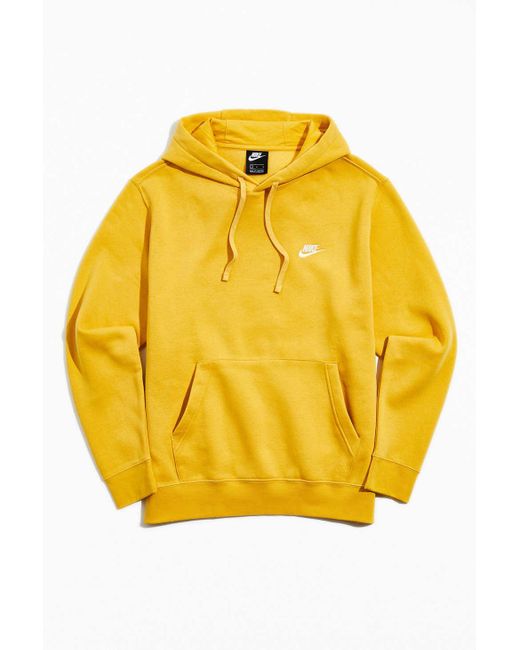 Nike Sportswear Club Fleece Hoodie Sweatshirt in Yellow for Men