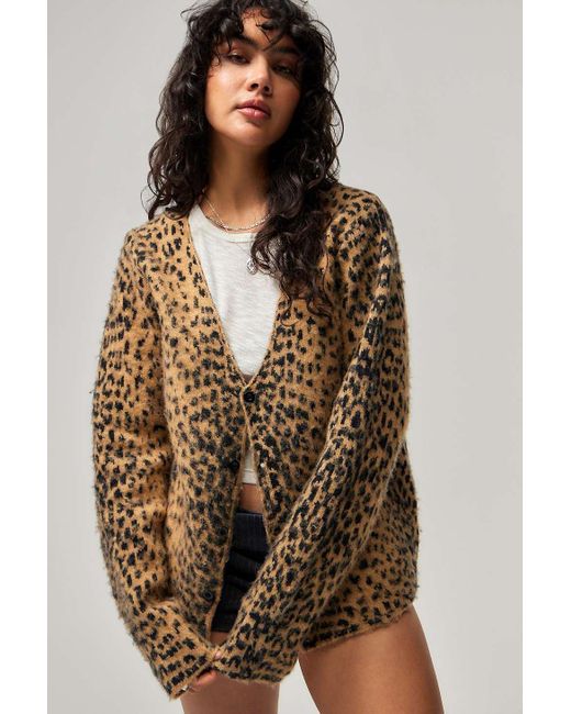Jaded London Brown Leopard Print Chuck Cardigan Xs At Urban Outfitters