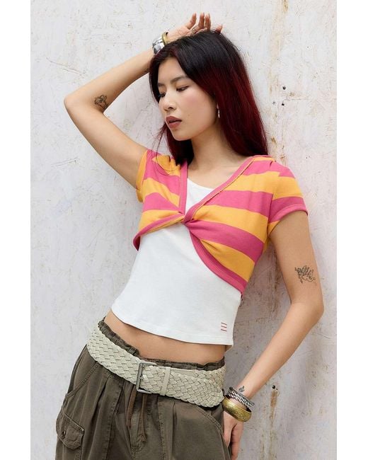 Out From Under Pink Stripe Spring Breakers Hooded Top