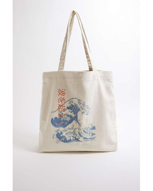 Urban Outfitters Natural Uo Ecru The Great Wave Corduroy Tote Bag for men