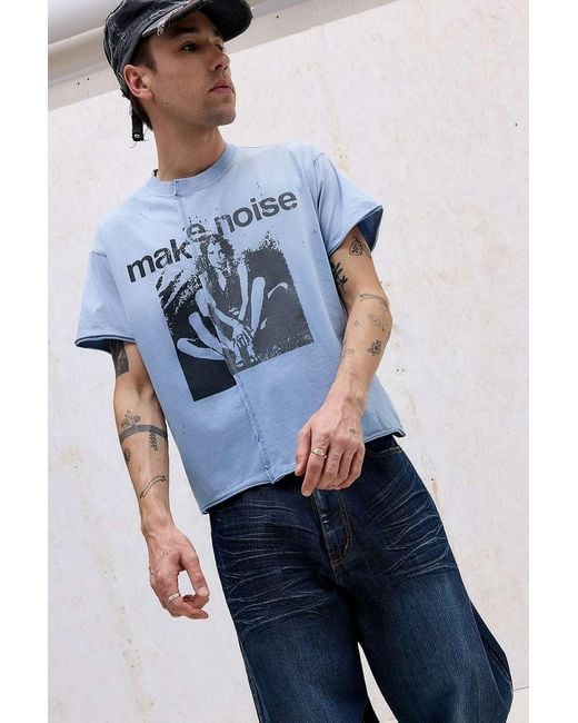 Jaded London Blue Make Noise Spliced T-shirt for men