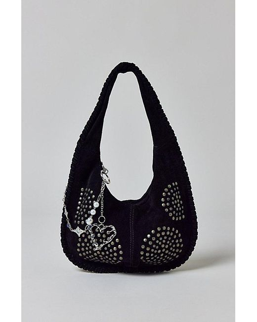 Silence + Noise Blue Ivy Studded Suede Hobo Bag