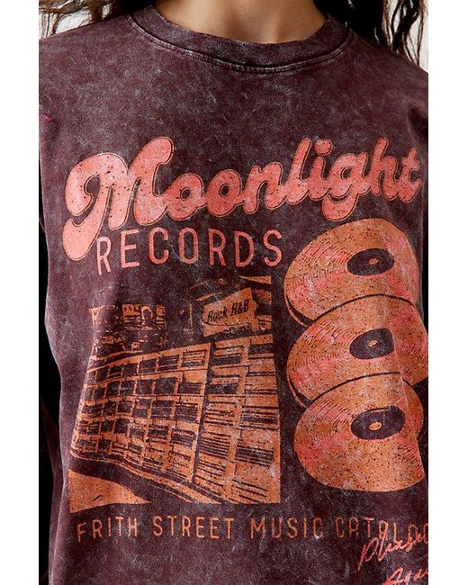 Urban Outfitters Red Moonlight Records Long Sleeve Graphic Tee
