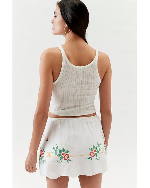 Urban Renewal Remade Embroidered Micro Mini Skirt in Green | Lyst