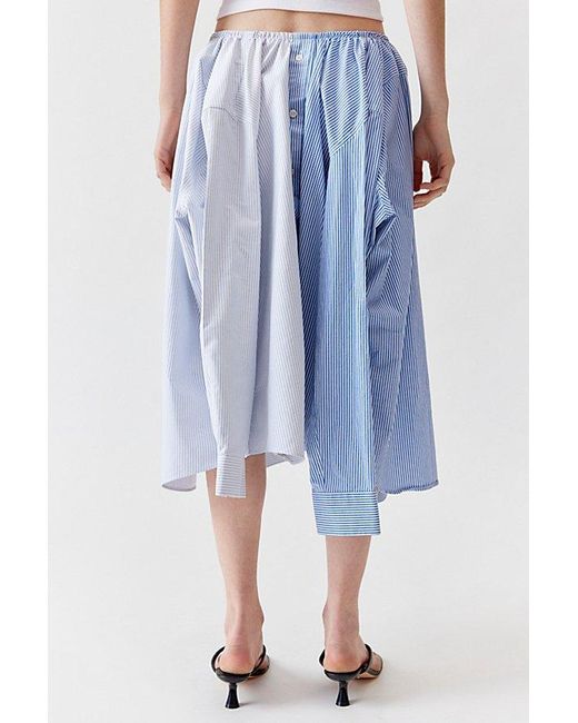 Urban Renewal Blue Remade Shirting Midi Skirt