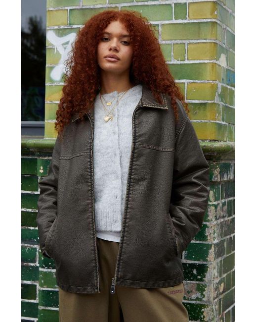 BDG Black Dex Detroit Faux Leather Workwear Jacket