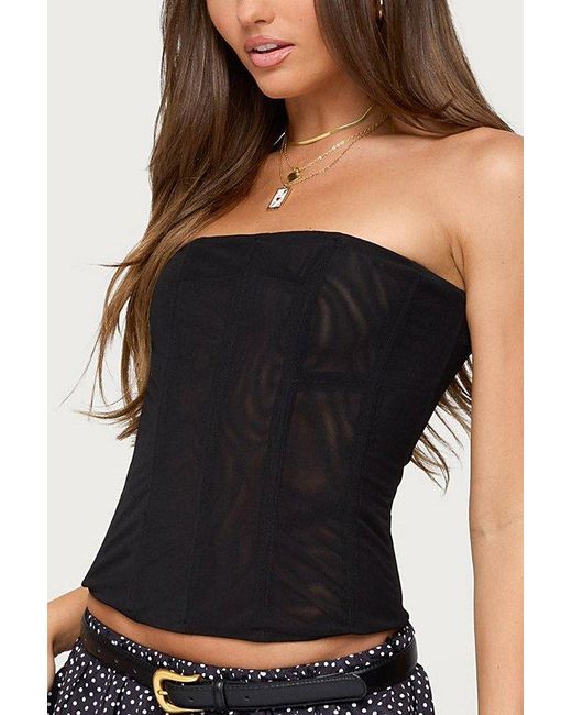 Edikted Black Reed Sheer Mesh Corset