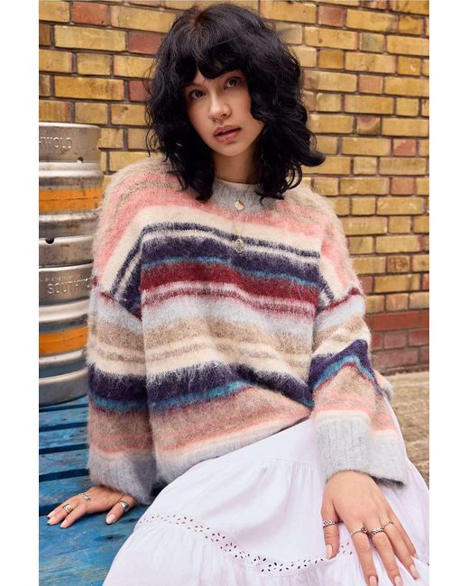 iets frans Multicolor Monster Brushed Stripe Jumper Xs At Urban Outfitters