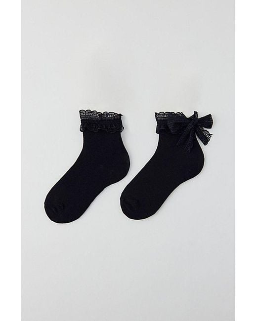 Urban Outfitters Blue Lace Bow Crew Sock