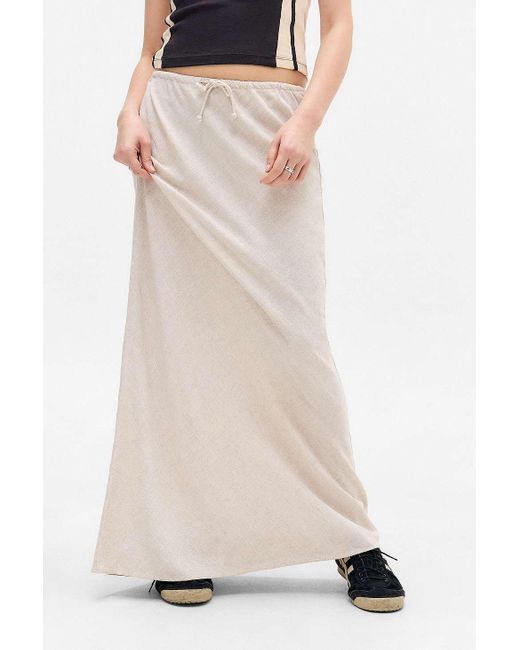 Urban Outfitters Natural Uo Lex Linen Maxi Skirt