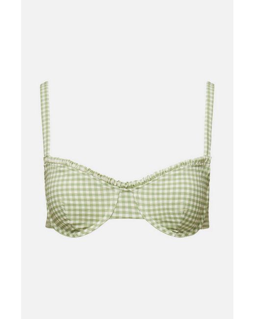 Onia Green Marilyn Ruffled Underwire Bikini Top In Palm Frond,at Urban Outfitters