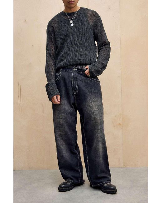 Jaded London Blue Check Xl Colossus Check Carpenter Jeans for men