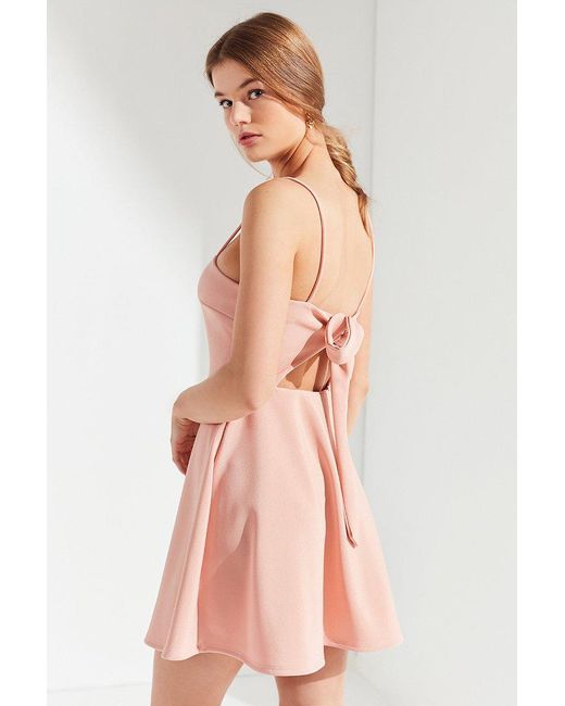 Urban Outfitters Pink Uo Textured Tie-back Mini Dress