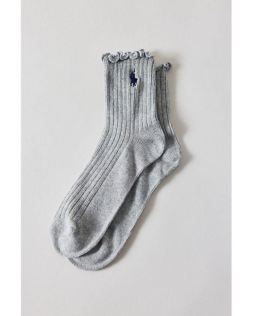 Polo Ralph Lauren Gray Lettuce Edge Ankle Sock