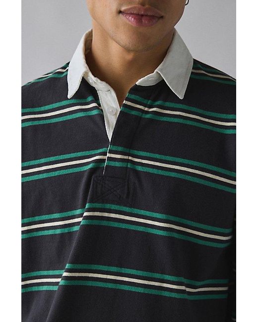 Urban Outfitters Green Uo Striped Long Sleeve Rugby Tee for men