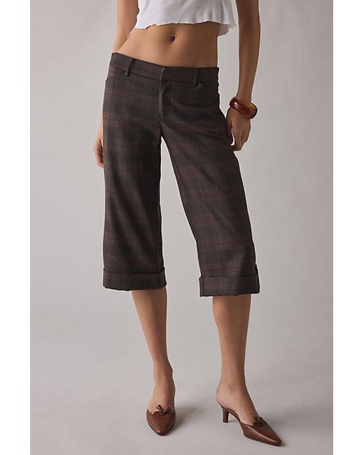 Kimchi Blue Black Office Siren Low-Rise Wide Leg Cropped Pant