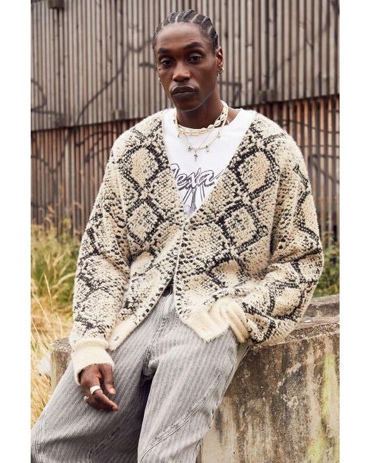 BDG Brown Snake Print Cardigan 2xs At Urban Outfitters for men