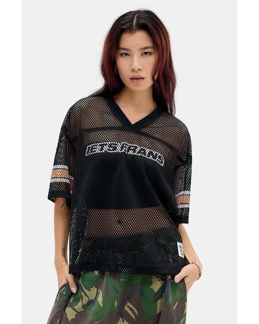 iets frans Black Oversized Airtex Jersey Top