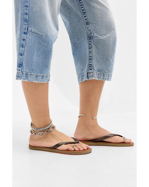 Havaianas Blue Brown Brasil Flip Flops