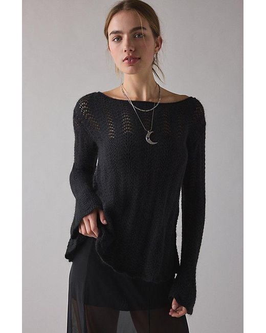 Kimchi Blue Lily Trapeze Bell Sleeve Pointelle Knit Sweater in