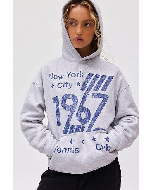 Urban Outfitters Gray 1967 Tennis Club Graphic Hoodie Sweatshirt
