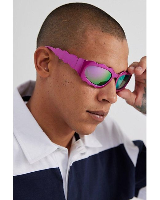 Urban Outfitters Pink Zenon Waaavy Shield Sunglasses for men