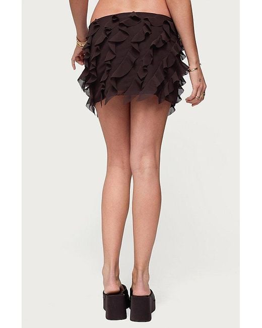 Edikted Black Clare Chiffon Ruffled Mini Skirt