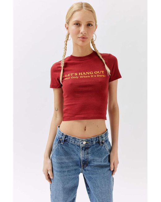 Urban Outfitters Red Uo Let's Hang Out Shrunken Tee