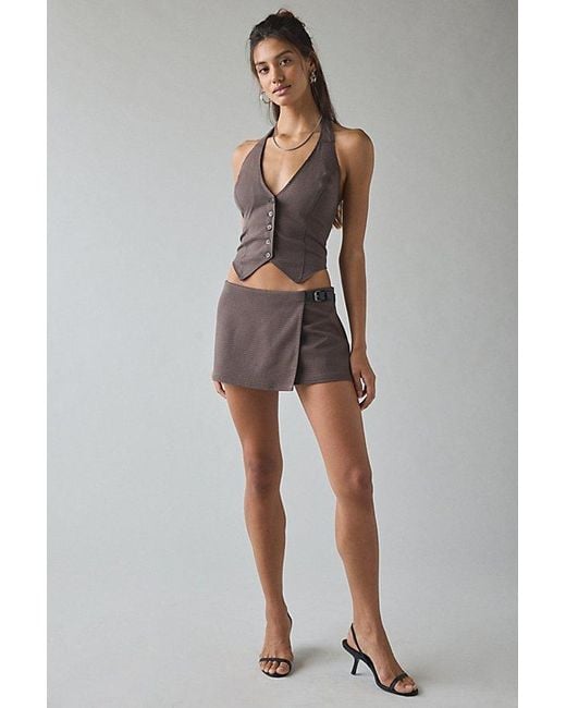 Urban Outfitters Black Uo Esme Tailored Crop Halter Vest Top Jacket