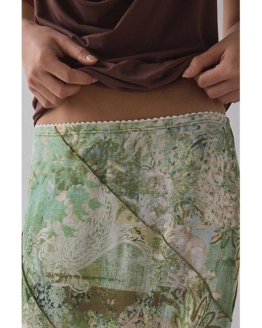 Urban Outfitters Green Uo Clara Spliced Mesh Low-Rise Column Maxi Skirt