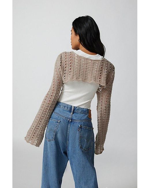 Urban Outfitters Natural Bow Crochet Shrug Cardigan