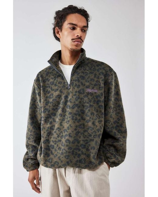 BDG Gray Leopard Print Fleece for men