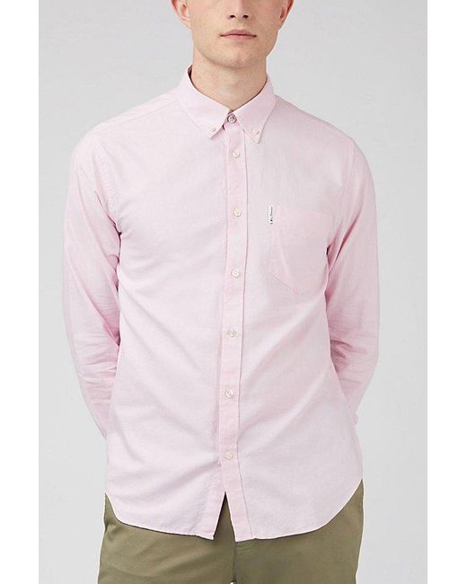 Ben Sherman Pink Signature Organic Cotton Oxford Button-Down Shirt Top for men
