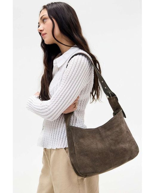 Urban Outfitters Brown Uo Square Suede Sling Bag