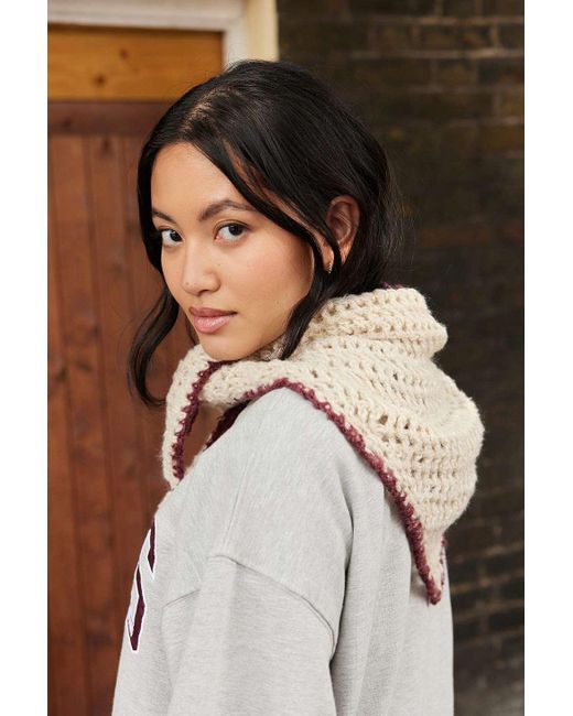 Urban Outfitters Natural Contrast Knit Headscarf