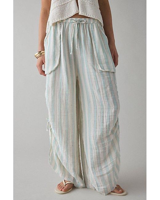 Out From Under Gray Ocean Air Cinched Wide-Leg Gauze Pant