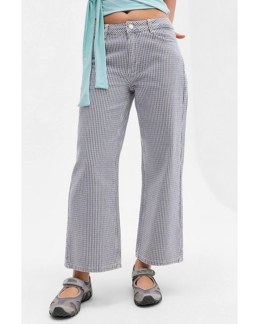 Damson Madder Blue Anya Micro Check Capri Jeans 24 At Urban Outfitters