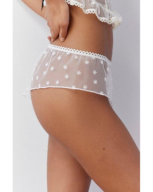Out From Under White Lazy Daisy Floral Embroidered Hipster